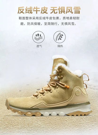 RAX Hiking Boots Men Waterproof Winter Snow Boots Fur lining Lightweight Trekking Shoes Warm Outdoor Sneakers Mountain Boots Men