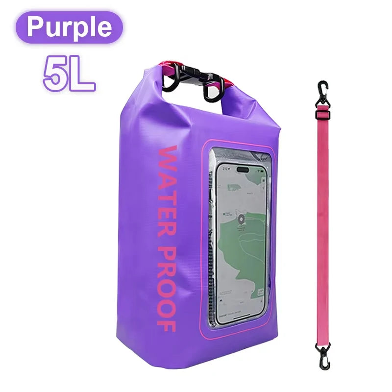 2L/5L PVC Swimming Waterproof Bag,Mobile Phone Waterproof Dry Bag for Trekking Drifting Rafting Surfing Boating Storage Bag
