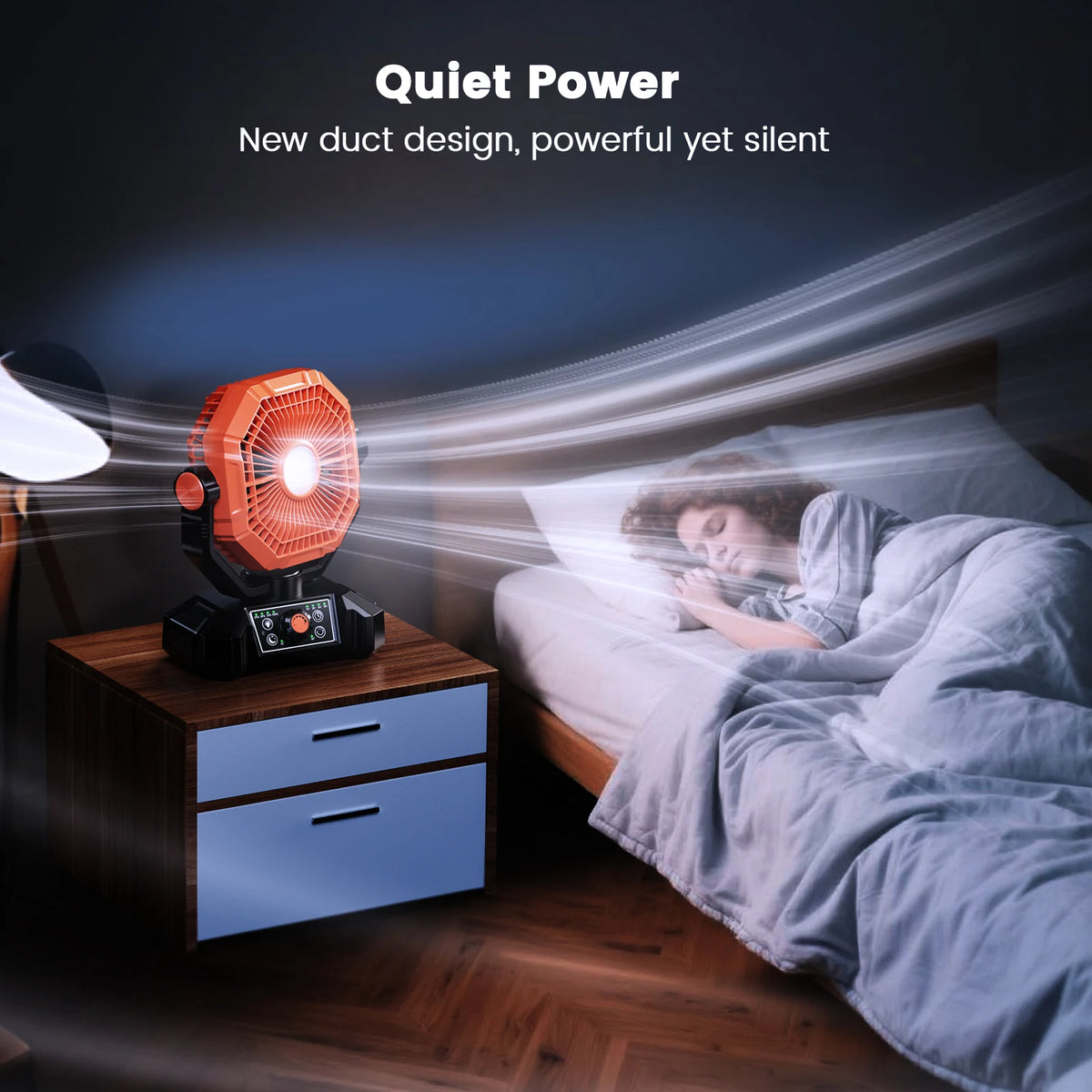 20000mAh Camping Fan with LED Lantern – 8-Speed, Remote