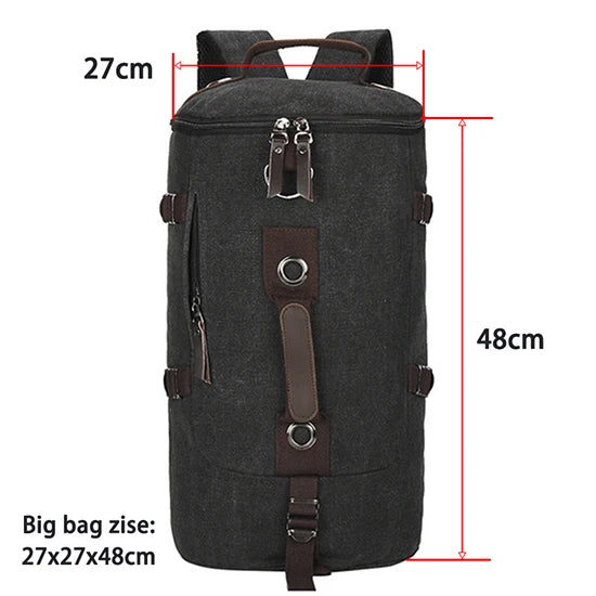 Men’s Canvas Travel Backpack – Large Capacity Mountaineering & Shoulder Bag