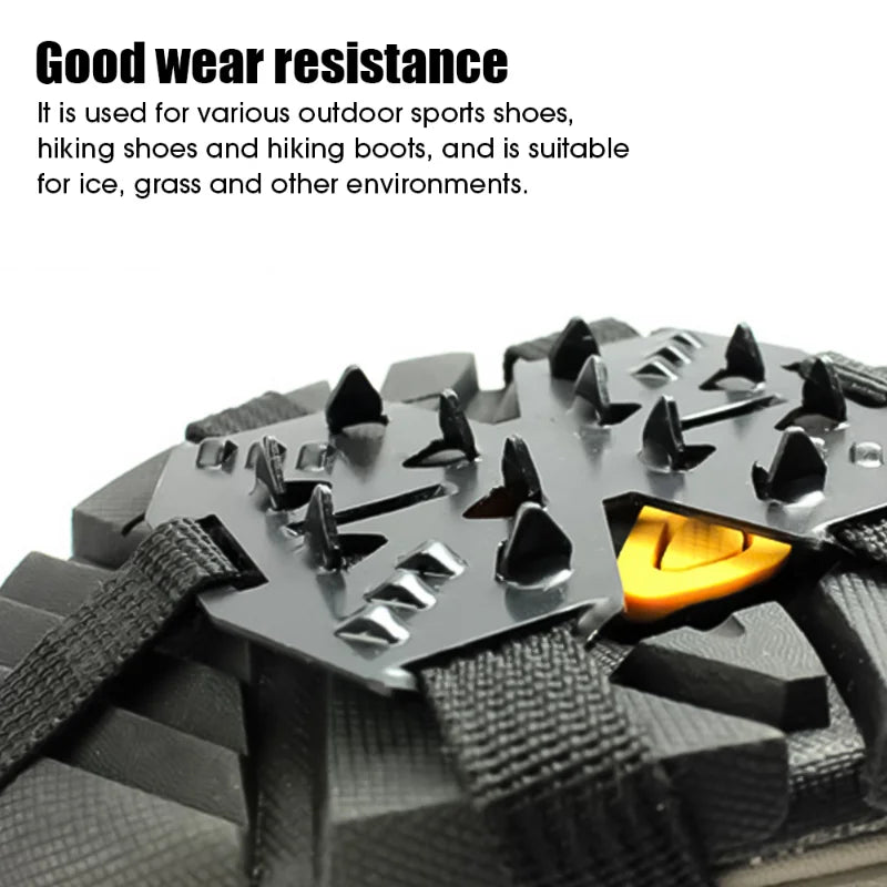 1Pair 24 Teeth Anti-Slip Ice Grips Gripper Shoes Boot Hiking Ice Climbing Shoe Spikes Climbing Chain Crampons Shoes Cover