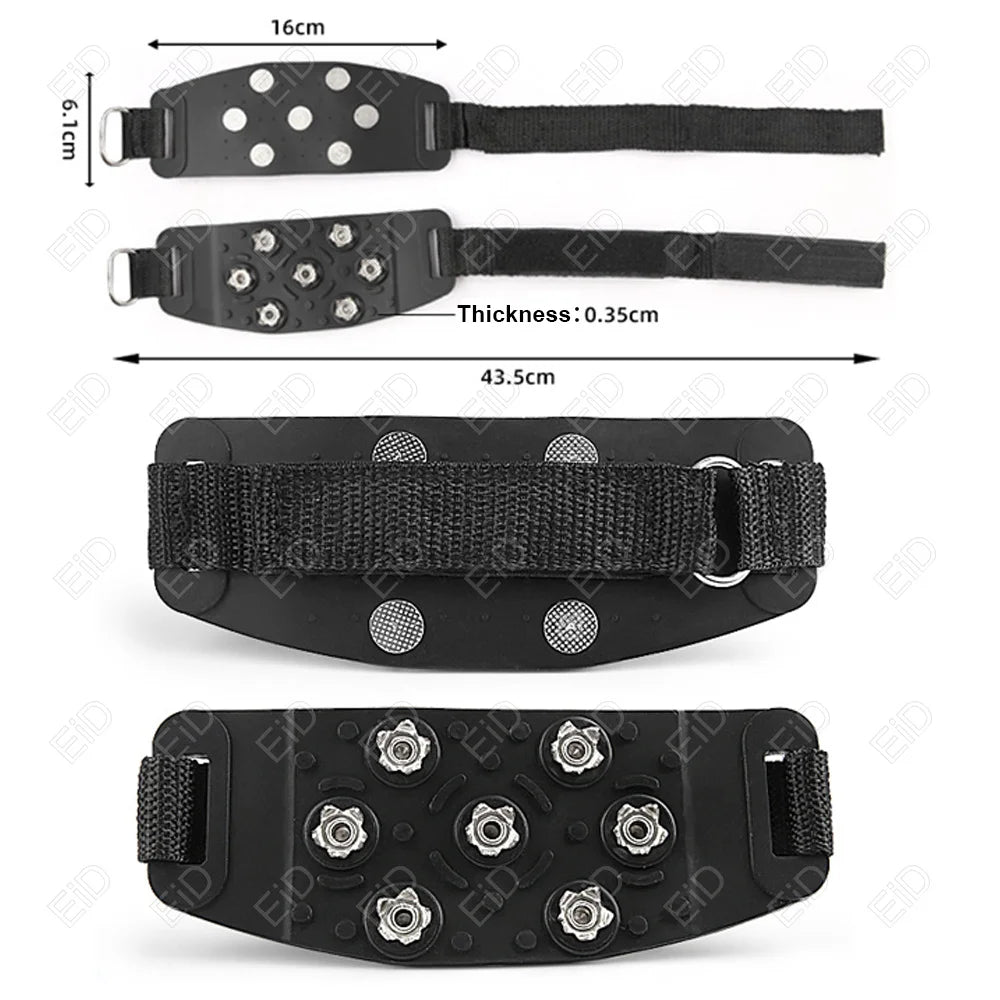 6 Steel Studs Crampons Snow Grips Cleats for Ice and Snow Anti-Slip Rubber Traction Cleats Hiking Walking Climbing Shoe Covers