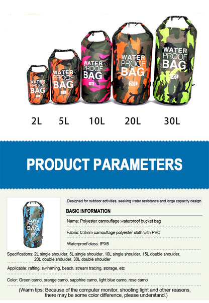 Dry Bag Waterproof for Women Men,2/5/10/15/20/30L Outdoor Sports Bag for Swimming Boating Kayaking Rafting River Trekking