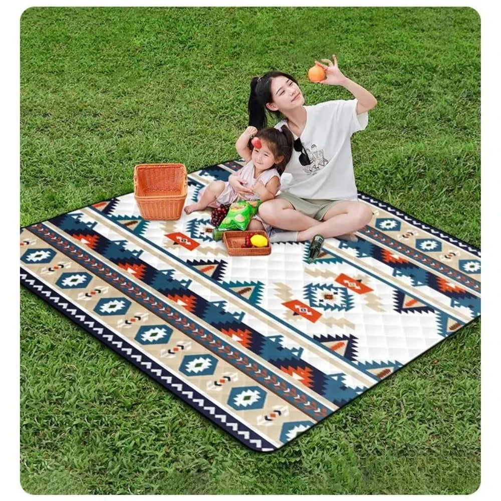 Waterproof Picnic Blanket, 200x200CM Large Beach Blanket Outdoor Picnic Mat, Beach Mat with Carrying Handle for Camping, Beach