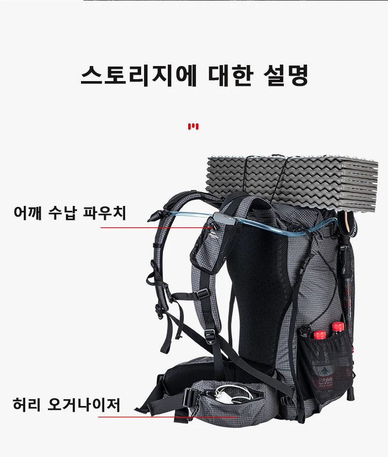 Naturehike Camping Backpack 60+5L Large Capacity Waterproof Climbing Bag Ultralight Travel Man Backpack Outdoor Hiking Backpack
