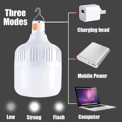 Rechargeable Portable Camping Brightness Light Dimmable LED Bulb Waterproof Outdoor Tent Light Emergency Night Light with Hook