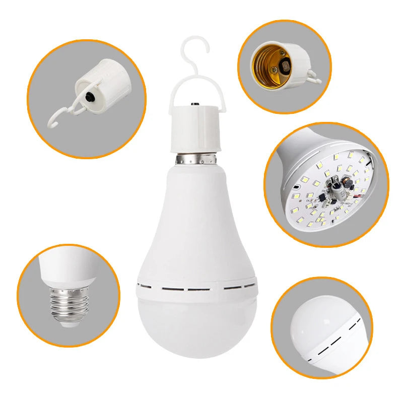 7-15W Rechargeable Bulb LED Outdoor Waterproof Emergency Light Portable Hanging Night Light Adjustable Camping Fishing Garden