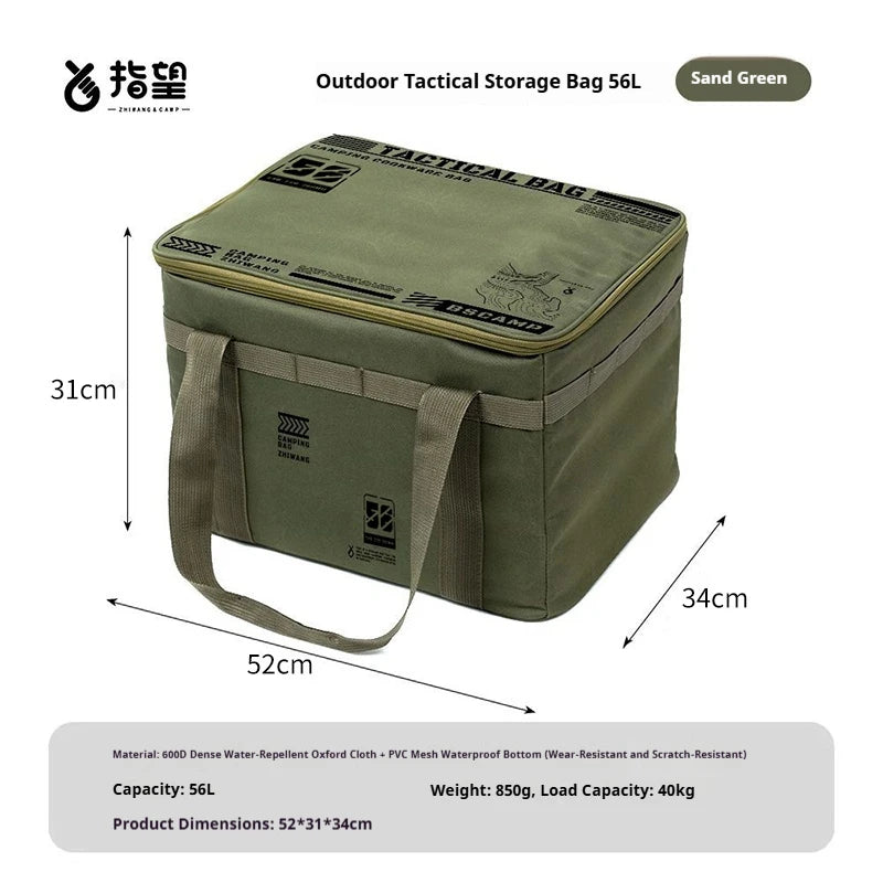 30L/42L/56L Autumn Camping Bag Insulated Waterproof Tactical Foldable Outdoor Picnic Tableware Storage Box Large Capacity Field