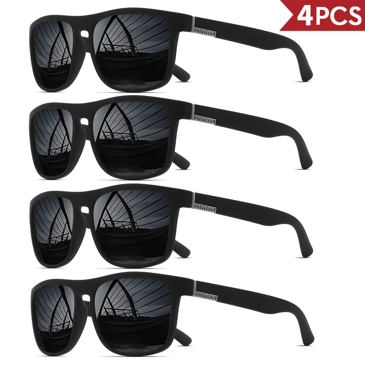 Classic Square Polarized Sunglasses (1-4 Pack)