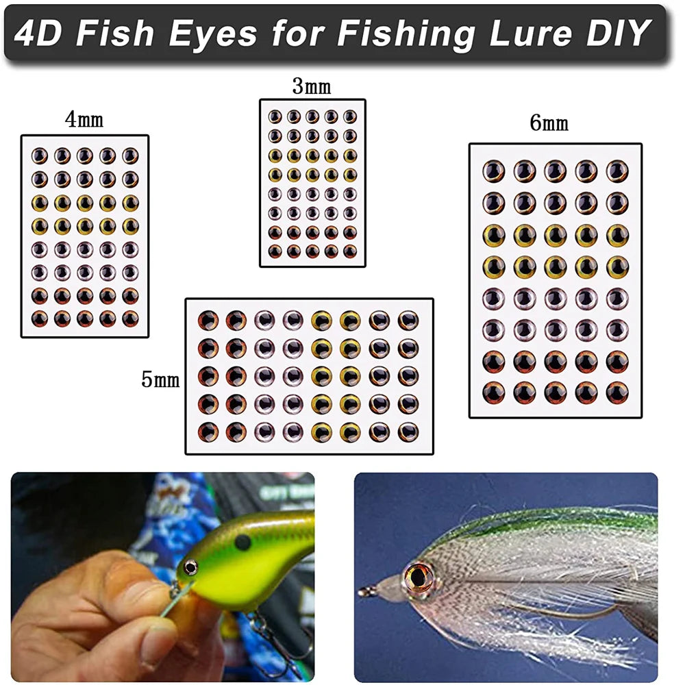 4D Realistic Fish Eyes for Lures and Flies (160 Pack)