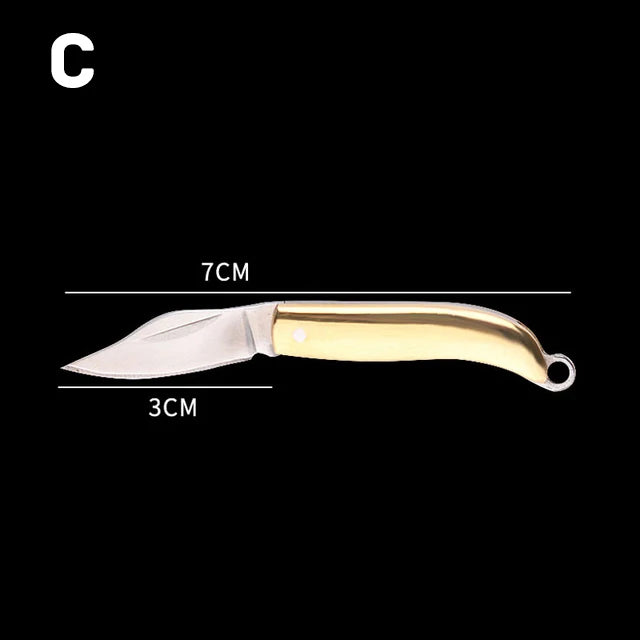 5cm Acrylic Mini Folding Knife Pendant Brass Wood Keychains Sharp Small Blade Portable Hanging Outdoor Camping Unboxing Knife