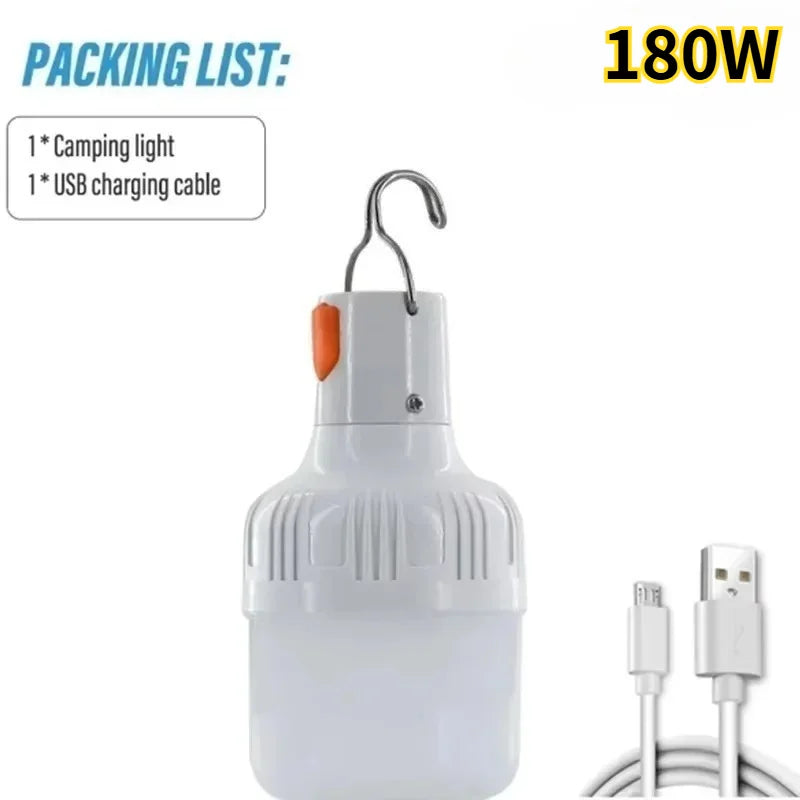 Rechargeable Portable Camping Brightness Light Dimmable LED Bulb Waterproof Outdoor Tent Light Emergency Night Light with Hook
