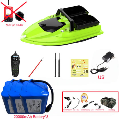 Sonar Bait Boat with Color Fish Finder Screen & Dual Hopper