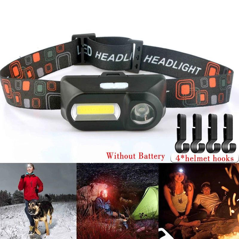 Powerful COB+LED Headlamp 1500LM USB Rechargeable Headlight Waterproof Head Lamp Bright Head Flashlight for Camping Cycling