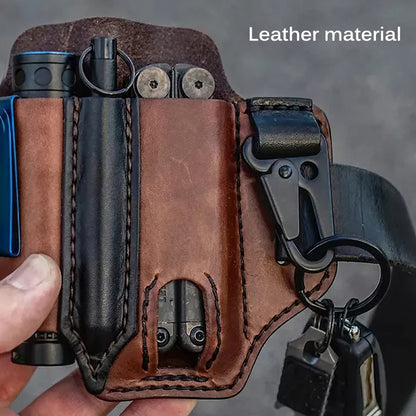 Outdoor Hunting Multi Tool Leather Bag, Portable Tool Storage Bag Leather Cover, Outdoor Camping Waist Leather Bag
