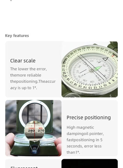 Waterproof High Precision Compass Outdoor Gadget Sports Hiking Mountaineering Professional Military Army Metal Sight