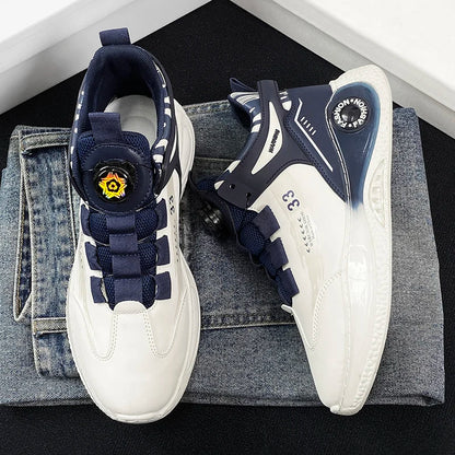 Men’s Outdoor Sneakers with Rotating Buckle – Non-Slip, Durable & Comfy Lace-Up Sports Shoes