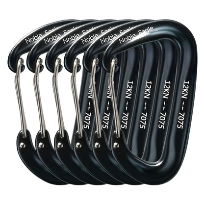 6PCS 12kN Aluminum D Ring Carabiners Heavy Duty Hook Lightweight Outdoor Camping Hiking Clips Buckle Set for Backpack Gear