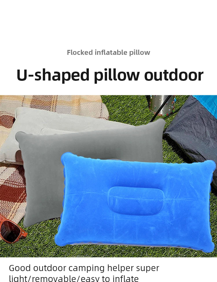 Portable Fold Inflatable Air Pillow Outdoor Travel Sleeping Camping PVC Neck Stretcher Backrest Plane Comfortable Pillow