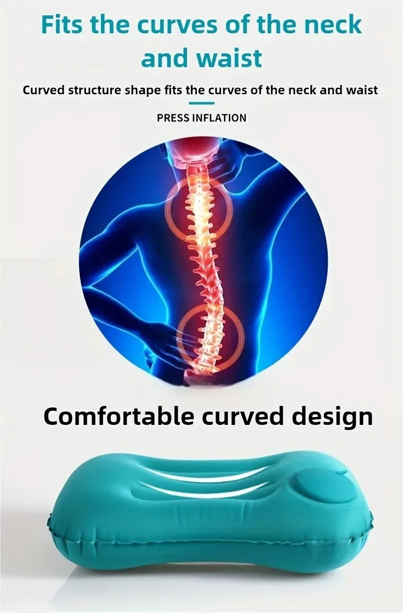 Flocking Inflatable Square Pillow Inflatable Travel Pillow Airplane Car Folding Pillows Outdoor Camping Portable Storage Pillow