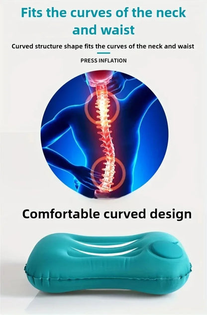 Flocking Inflatable Square Pillow Inflatable Travel Pillow Airplane Car Folding Pillows Outdoor Camping Portable Storage Pillow