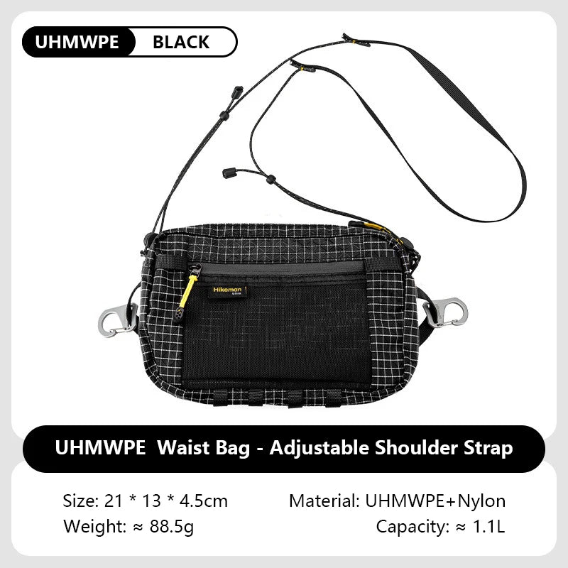 HIKEMAN Dyneema Fiber Waist Pack 1.1L Waterproof UrltraLight Multi Pocket for Cycling Running Hiking Camping Outdoor Sports