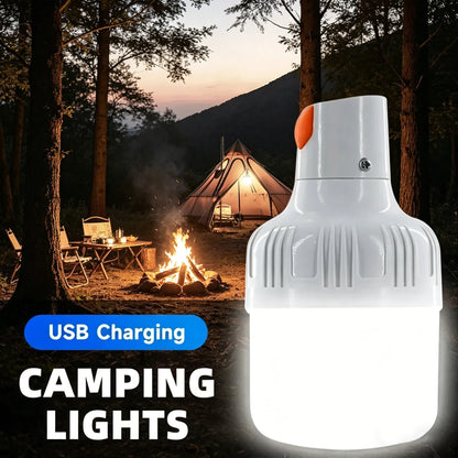 1PC USB Rechargeable 60W LED Camping Light Bulb Hanging Hook Emergency Lantern Portable Tent Lamp Outdoor Camping Night Market