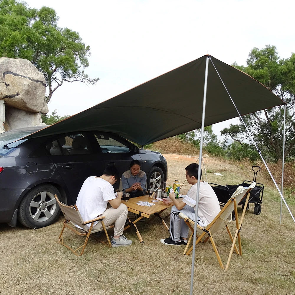 19 Hanging Points Black Coating Tarp Waterproof Black Coated Tarp Outdoor Camping Tent Tarp Bushcraft Shelter DIY Tent Fly