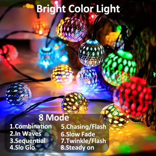 1Pcs Moroccan Ball Solar String Lights 20/30/50 LED Outdoor String Light for Bedroom Garden Wedding Holiday Party Festival Decor