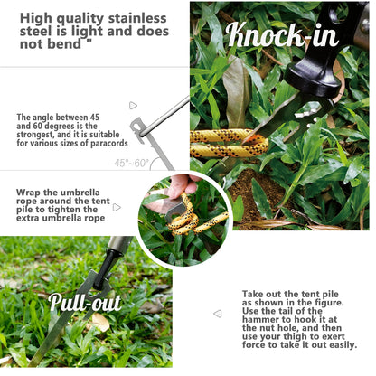 Camping Tent Stakes 6Pcs Canopy Tent Pegs 28cm Stainless Steel Garden Ground Nail Beach Awnings Hammock Trampoline Accessories