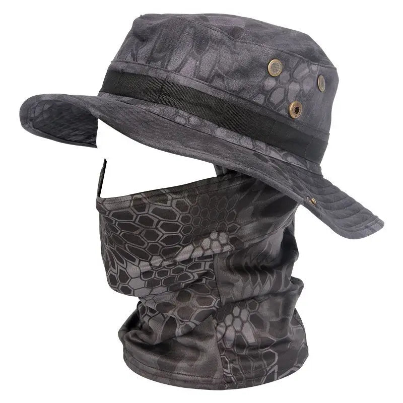 Women Men Hiking Fishing Boonie Hat Outdoor Sport Sun UV Protection Neck Face Camouflage Adjustable Bucket Caps and Mask