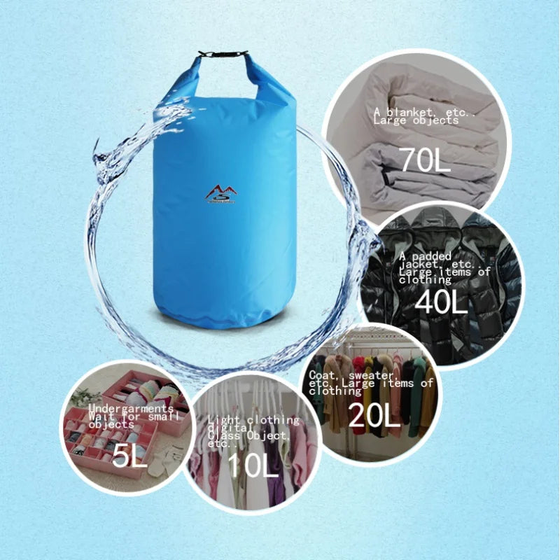 5L10L20L40L70L Waterproof Large Capacity Bag Dry Bag For Camping At Deriva Hiking Swimming Rafting Kayak River Trekking Bags