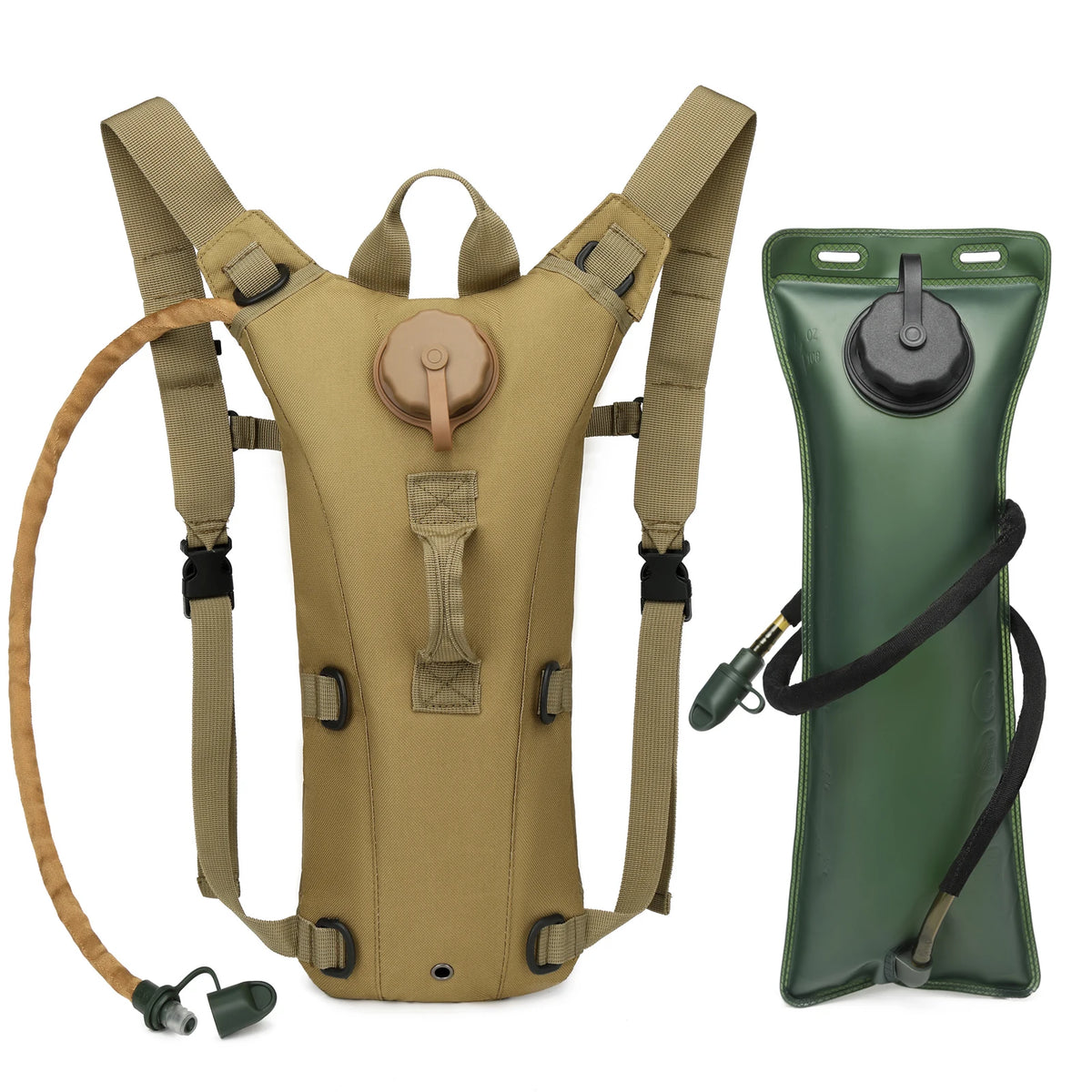Tactical Water Hydration Pack - Military Class Camel Backpack with 3L Leakproof Water Bladder for Running, Jogging, Cycling