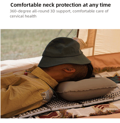 Portable Fold Inflatable Air Pillow Outdoor Travel Sleeping Camping PVC Neck Stretcher Backrest Plane Comfortable Pillow