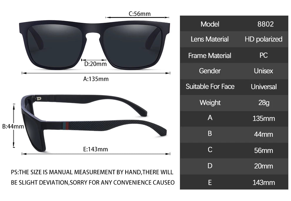 Ravenisa Square Vintage Polarized Sunglasses