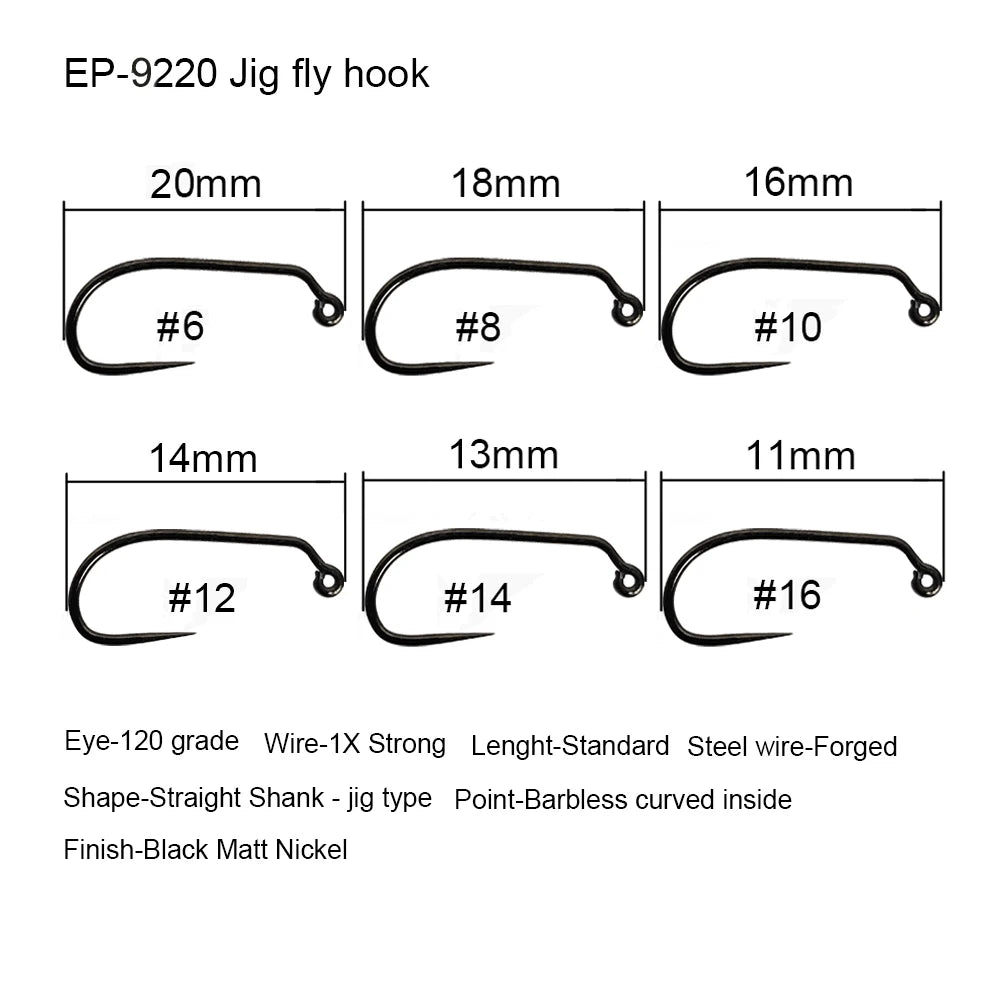 Aventik Barbless Black Nickel Fly Hooks (50 Pack)