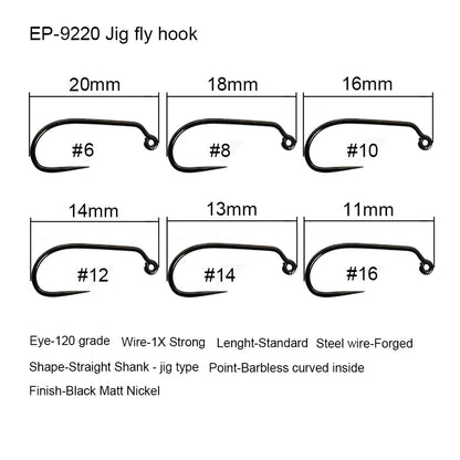 Aventik Barbless Black Nickel Fly Hooks (50 Pack)