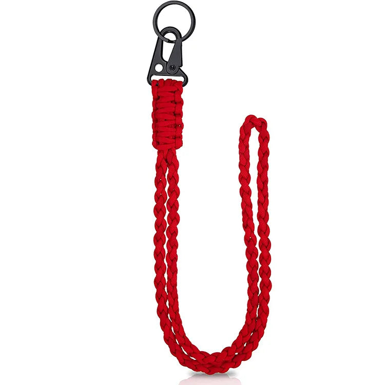 Heavy Duty Braided 550 Paracord Neck Lanyard Keychain Survival Parachute Rope Lanyard Necklace HK Clip Key Ring Outdoor Tools