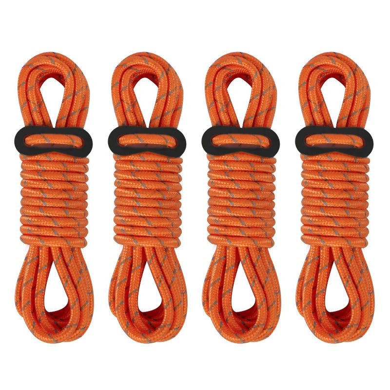 4Pcs 5mm Outdoor Tent Guyline Ropes 4M Reflective Camping Guy Lines with Adjuster Tensioner Camping Accessories for Tarp Canopy