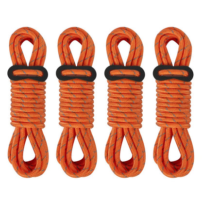 4Pcs 5mm Outdoor Tent Guyline Ropes 4M Reflective Camping Guy Lines with Adjuster Tensioner Camping Accessories for Tarp Canopy