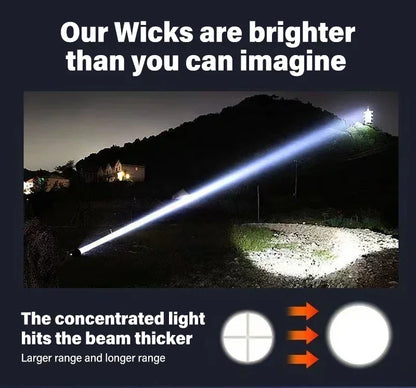 Tactical LED Flashlight 2000LM USB Rechargeable Waterproof Grade Zoom Torch Bright Portable Emergency Light for Camping Outdoor