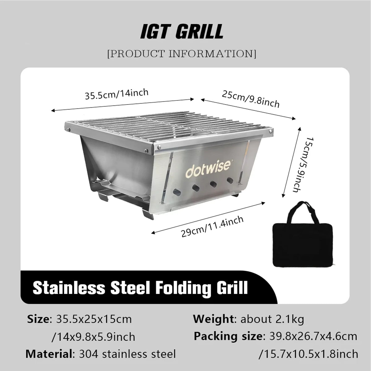 Dotwise Outdoor Barbecue Grill Portable Outdoor Stove IGT Table Stove Folding Firewood Stove Barbecue Camping Stove