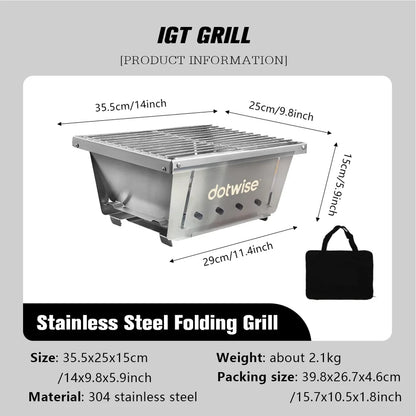 Dotwise Outdoor Barbecue Grill Portable Outdoor Stove IGT Table Stove Folding Firewood Stove Barbecue Camping Stove