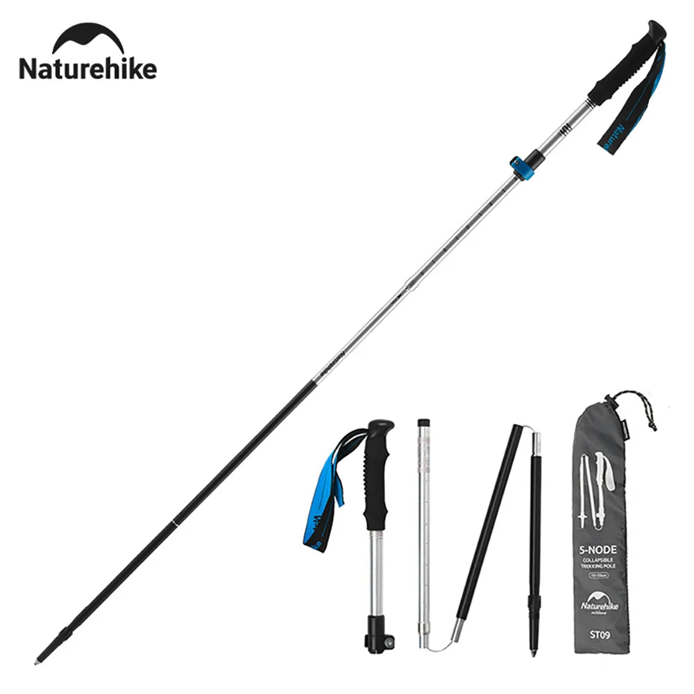 Naturehike 2026 New Trekking Poles Ultralight Folding 1Pcs Walking Cane High Load Aluminum Hiking Walking Telescopic Stick