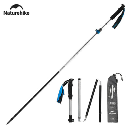Naturehike 2026 New Trekking Poles Ultralight Folding 1Pcs Walking Cane High Load Aluminum Hiking Walking Telescopic Stick