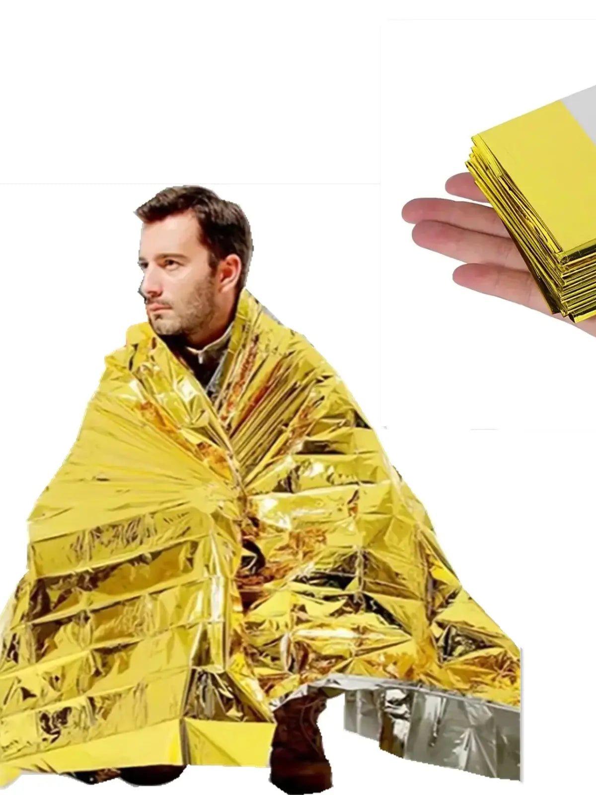 160*210cm Emergency Blanket Waterproof Keep Warm Blanket Camping Survival Tool Life Saving First Aid Insulation Tools  Gold