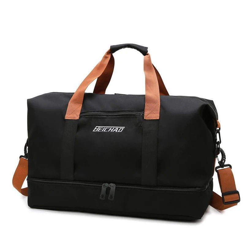 Large Capacity Travel Bag, Dry Wet Separation Design, Foldable Waterproof Gym Bag,Shoe Compartment, Ideal for Outdoor Activities
