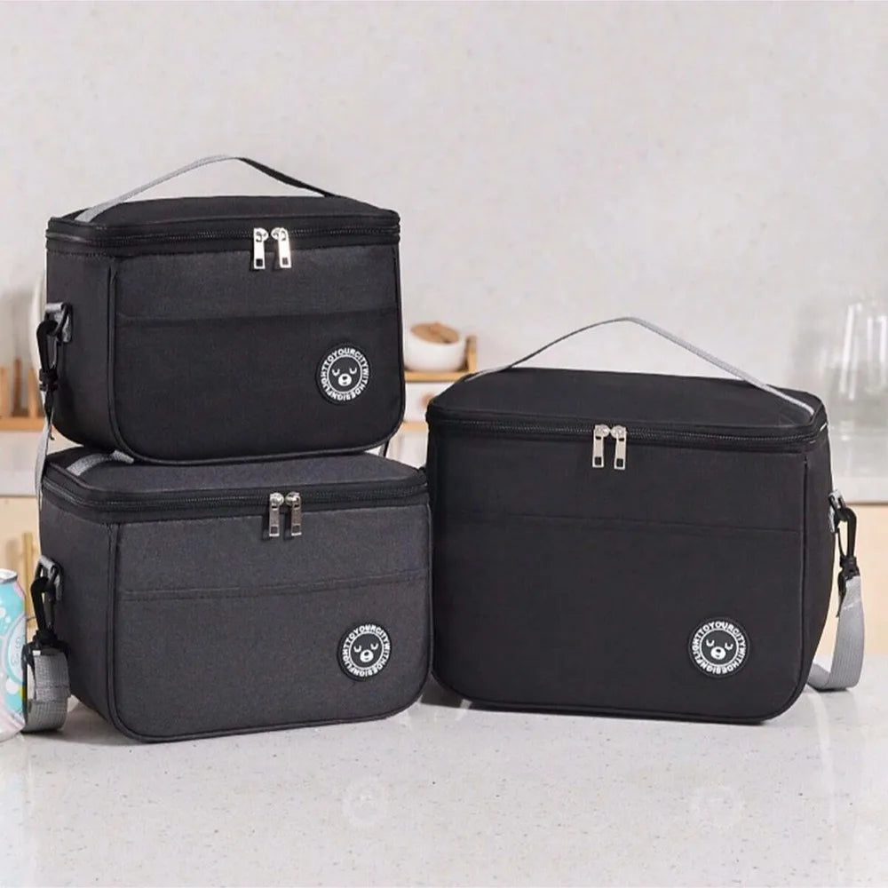 Capacity hand-held with shoulder strap insulated bag, lunch box bag, student thickened waterproof lunch bag。-zmt