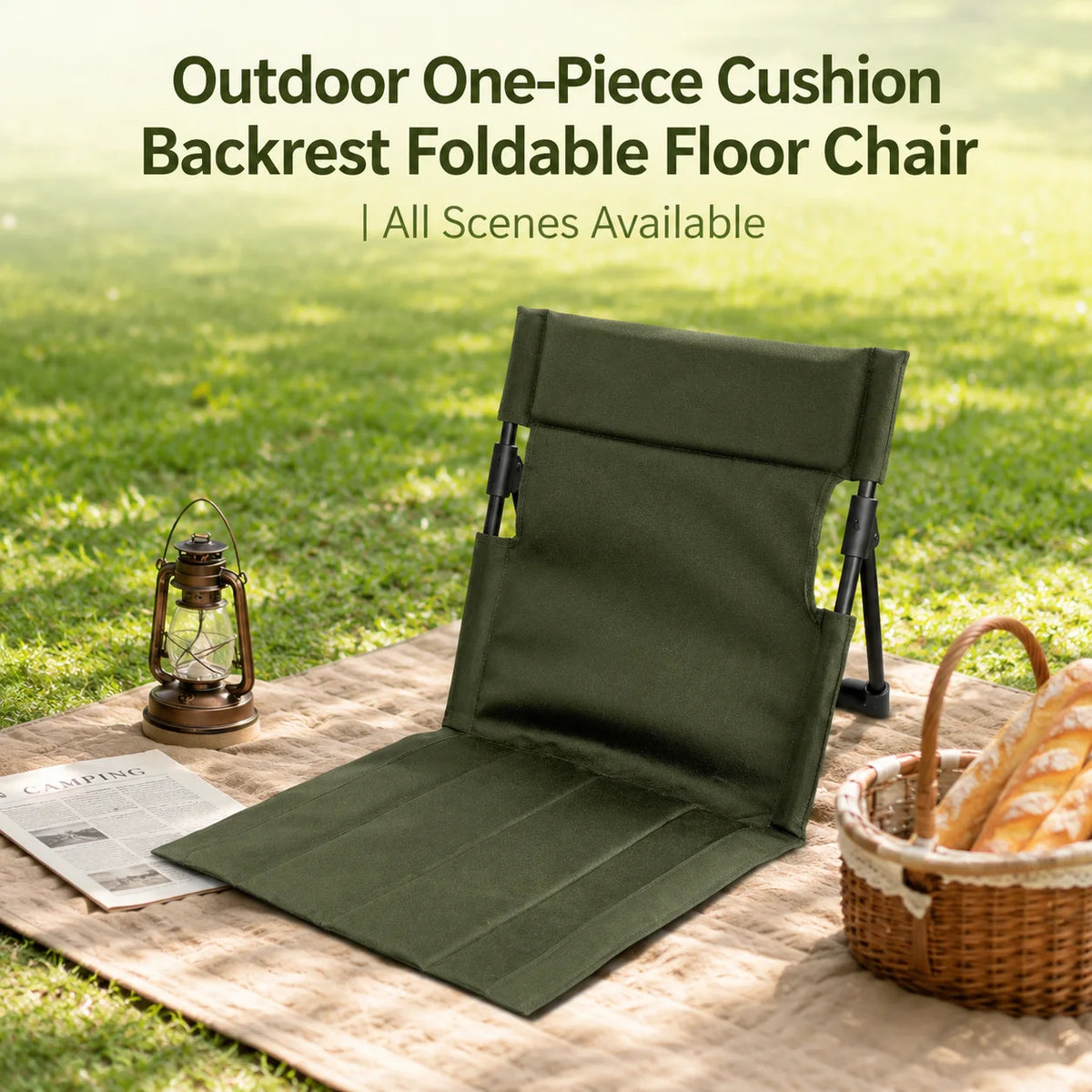 Lightweight Folding Low Back Chair, Portable Outdoor Leisure Recliner for Camping, Picnic, Fishing and Daily Outdoor Activities