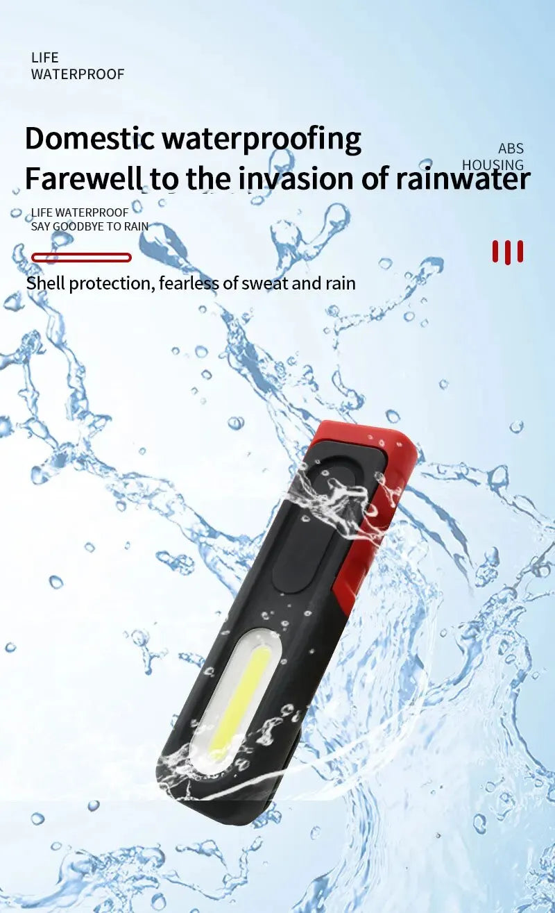 Portable USB Rechargeable Work Light Magnetic COB LED Flashlight Hanging Lamp with Built-in Battery Camping Torch